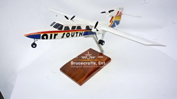 Model of Britten-Norman Trislander Air South with detailed craftsmanship.